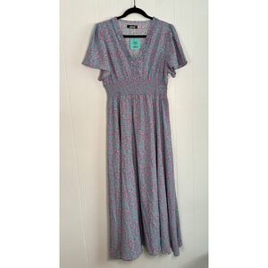 NWT Aifer Floral Maxi Ruffle Smocked Waist cottagecore milkmaidFlutter Sleeve XL